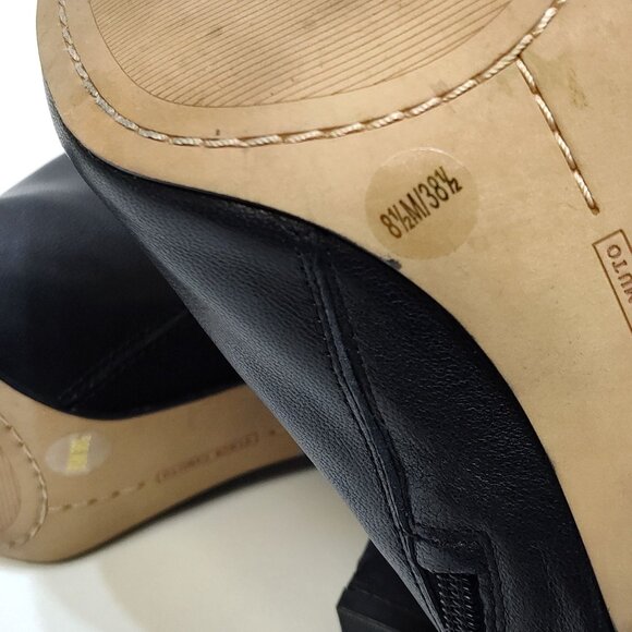 Vince Camuto Open-Toe Ankle Boots US 8.5M Leather Peep Toe Heels Buckle Detail - Picture 8 of 14